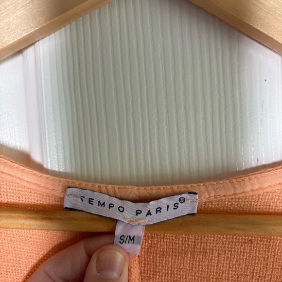 Tempo Paris Cardigan Top Women Linen Medium Peach Lagenlook Lagom Relaxed Button - Picture 7 of 10